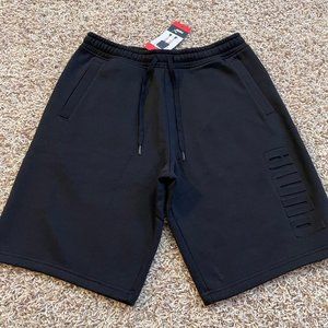 PUMA Men’s Embossed Pockets Fleece Shorts Black, Size Medium (New)